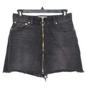 We The Free People Denim Skirt Y2K Mini Grunge Edgy Streetwear Festival Black 26